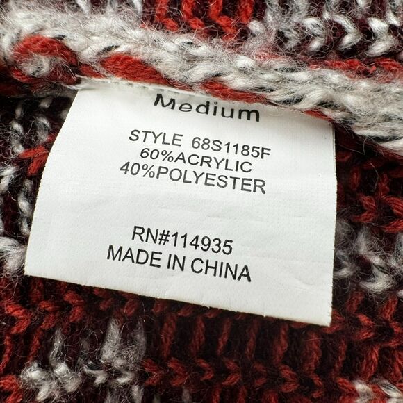 QUINN Women's Medium Open Front Cardigan Sweater Beige Orange Southwestern Aztec - Picture 5 of 9